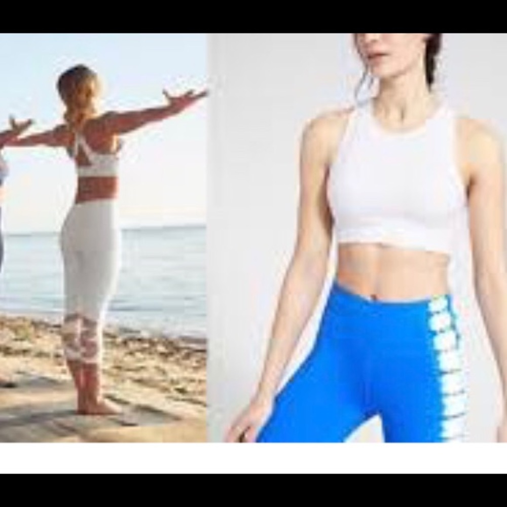 Athleta white deep breath sports bra